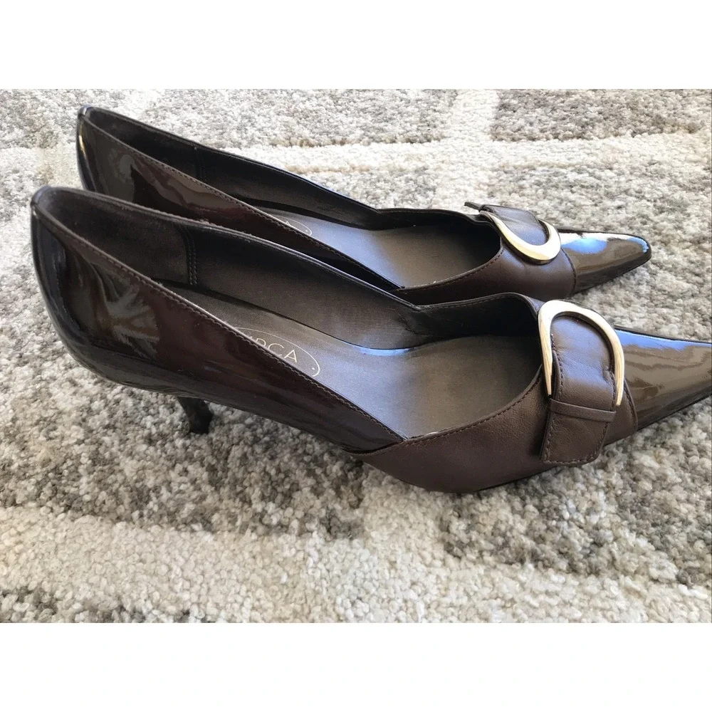 Circa Joan & David Womens Shoes Size 6.5M Chocolate Leather Closed Toe Heels